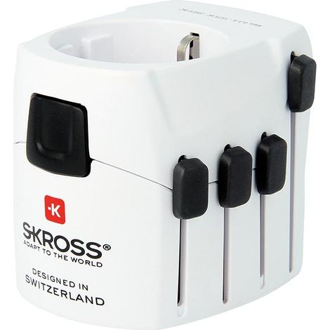 ADAPTADOR DE VIAJE SKROSS PRO 6 EN 1 para 120 países: Reino Unido, EE. UU., China, Italia, China