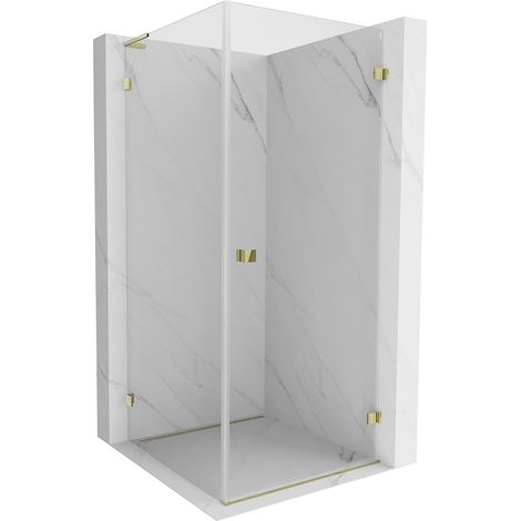 Mexen Lunar-B L Duschkabine Tür rechts 100 x 100 cm, transparent, gold - 832L-100-100-50-00-P (1/5)