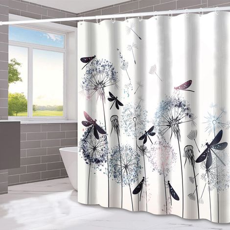Cortina de ducha impermeable y resistente a salpicaduras de 1,8 x 2 m con ganchos incorporados, lavable, ideal para bañera. (1/2)