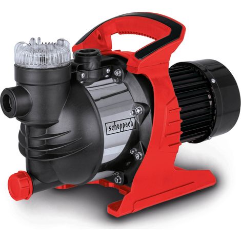 Scheppach Pompe de jardin GP1400JET – Pompe pour bassins – 1300 W – Débit de pompage 6000 l/h – Pression 4,8 bar – Jusqu’à 8 m de profondeur – Eau jusqu’à 35°C