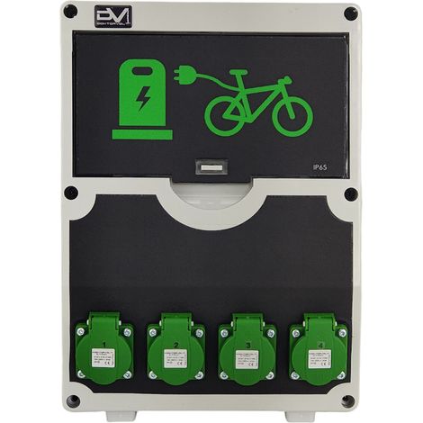 Stazione di ricarica per bici elettriche, 12 moduli, 4x230V, 4xRCBO (1/5)