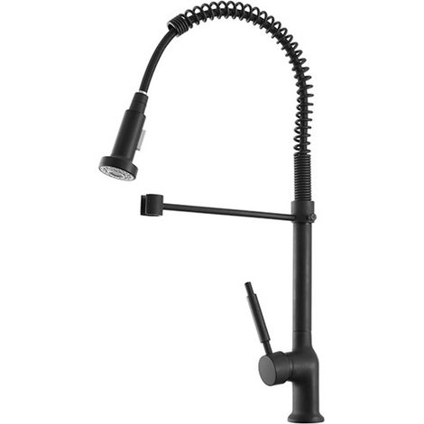 Küchen Armatur Mattschwarz mit Feder