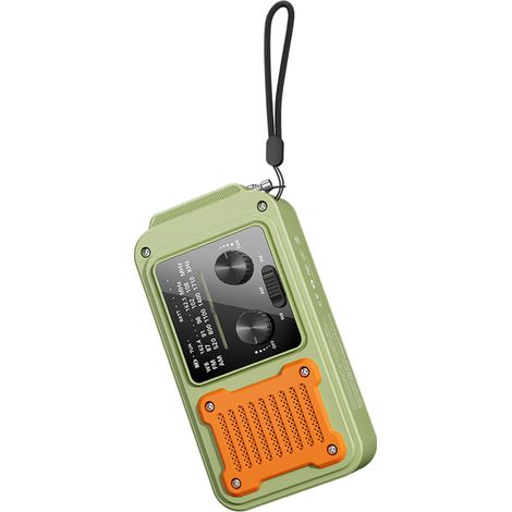 Radio météo d'urgence, rechargeable manivelle/solaire USB-C, batterie 2000 mAh, lampe torche/lecture, signal SOS, boussole camping nature (1/5)