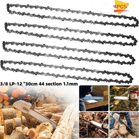 Lot de 4 chaînes de tronçonneuse 30 cm, 3/8" P, 44 maillons, jauge 1,1 mm, compatibles Stihl