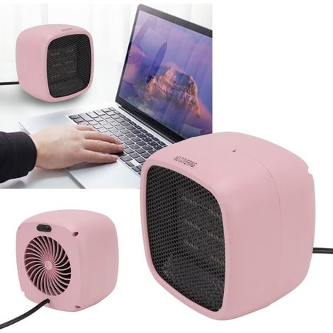 Ventilatore riscaldante da tavolo, mini riscaldatore elettrico portatile per piccoli uffici e case, rosa, UE, 220 V (1/5)