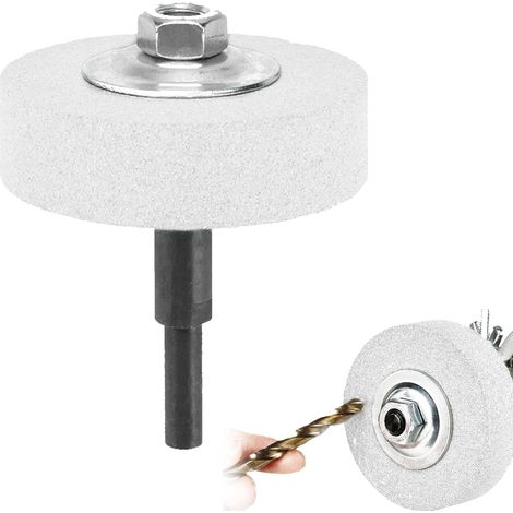 Adaptateur de meule et meule pour perceuse, tête de meulage en métal, Conversion de perceuse électrique en meuleuse, 75 mm OD 10 mm ID Blanc (1/5)