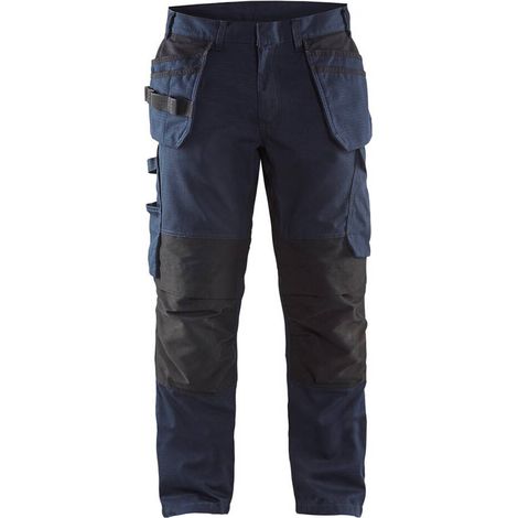 Pantaloni da lavoro con tasche flottanti elasticizzati 1496 - Blu navy/Nero M - FR(42) - SE(C48) - Standard (1/5)