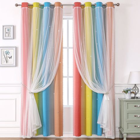 Rideau Occultant - 130 x 100 cm - Polyester - Pour Chambre À Coucher Et Salon - Lot De 2 Panneaux (1/5)