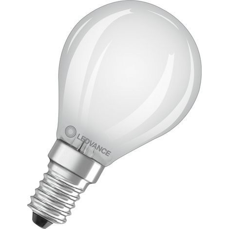 Ledvance ClassicP25. Bombilla led esférica mate 220-240V 2,5W 2700K E14. 250 Lumen. Equivalente a 25W. 15.000 Horas. 77 X 45mm. Luz cálida. (1/3)