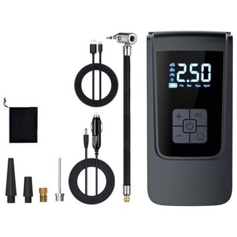 Compressore d'aria portatile mini pompa di aria elettrica, batteria da 4000 mAh, pompa di bicicletta elettrica con display digitale LCD, 4 modalità di gonfiaggio dei pneumatici kit auto ricaricabile p (1/5)