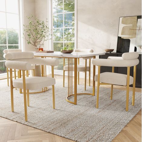Poltrona ergonomica in tessuto beige e metallo OKMYHOME (1/4)