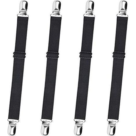Pièces Pince Nappe Exterieur Attache Nappe Réglable Élastique Attache Nappe de Table Exterieur Attache Nappe pour Sécuriser la Nappe Les Tables,Noir (1/5)