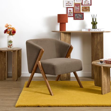 Fauteuil - HOME DECO FACTORY - Cotelet Jules - Confortable - Épuré - Marron (1/3)