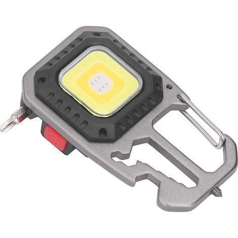Mini-COB-Taschenlampe mit Akku, tragbar, mit Stativ, ideal zum Campen, Angeln und Wandern, mit eingebautem Akku, silberfarben (W5138 + Stativ) (1/5)