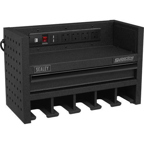 Sealey Superline PRO® Power Tool Storage Rack with Drawer & Power Bar AP22SRBE