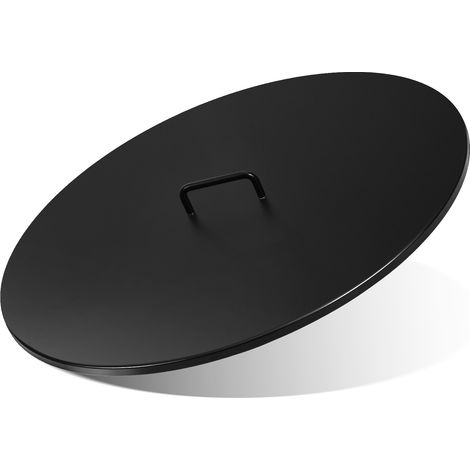 TolleTour Couvercle de foyer extérieur rond Ø 75,5 cm en acier carbone noir, épaisseur 1,5 mm, poignée inox 304 (1/4)