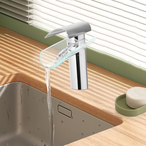 YISSALE – robinet en verre robinet de lavabo salle de bains cascade robinet de salle de bains moderne (1/5)