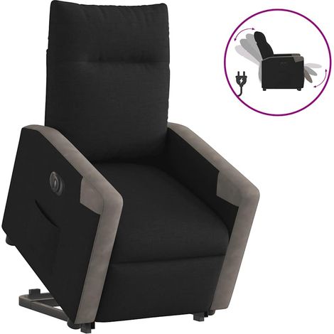 Relaxsessel mit Aufstehhilfe Elektrisch Schwarz Stoff