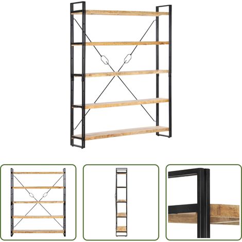vidaXL Meubles en bois brut - Bibliothèque à 5 niveaux 140x30x180 cm Bois de manguier solide (1/5)