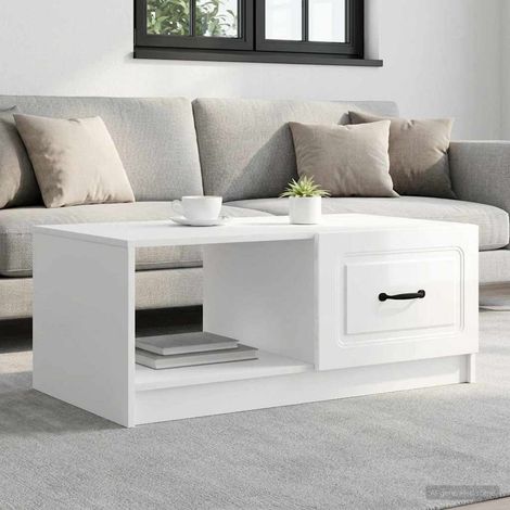 Teenpull – Couchtisch Hochglanz Weiß 90 x 50 x 37 cm Holzwerkstoff (1/5)