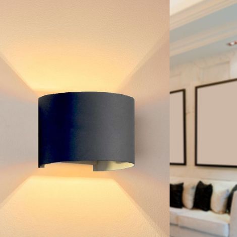 SILAMP Applique murale noire LED 6W IP54 arrondie 2300-3500K blanc chaud (1/2)
