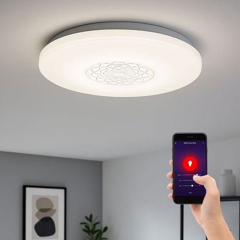 Plafoniera LED dimmerabile tramite app Lampada da soffitto CCt Lampada da soggiorno, 15,6W 1600lm bianco caldo - bianco freddo, DxH 34 x 7 cm