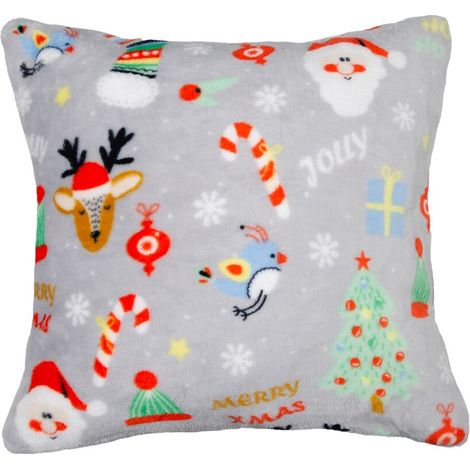 Almohada navideña Festive Pets de 40 x 40 cm, color gris suave