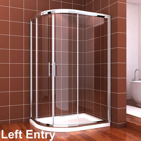 ELEGANT Quadrant Aluminium Framed Glass Sliding Door Reversible Shower Enclosure 900x800mm (1/5)