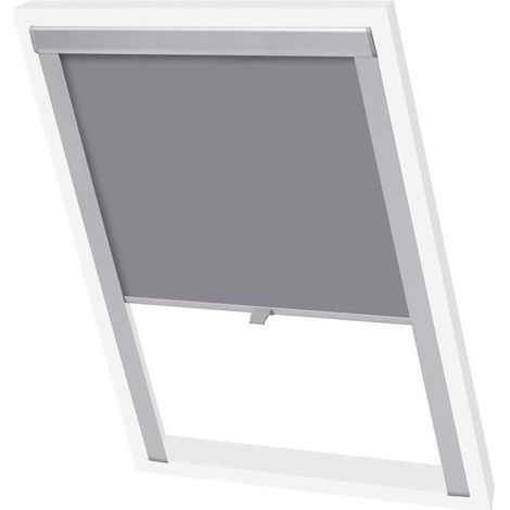 Store enrouleur occultant – Gris – Pour fenêtre de toit CK04 – 38,3 x 79,2 cm – Kit de montage inclus (1/5)