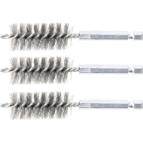 BGS 3078-19-S Spazzola in acciaio 3 pezzi 19 mm Attacco esagono esterno 6,3 mm (1/4") Spazzole con fori per BGS 3078