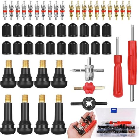 Car Tyre Valve for Car Replacement, Tubeless Valve, for Car, Motorcycle, Bicycle, Air Conditioning, Valve Key, Car Valve Cap (1/5)