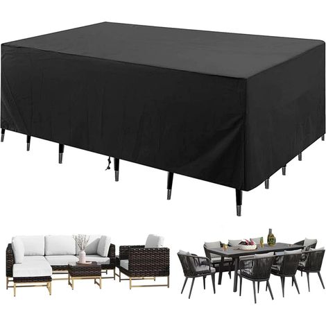 Housse de protection pour meubles de jardin, tissu Oxford 210D, housse résistante aux intempéries pour table et chaises de jardin (230 x 165 x 80 cm)