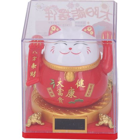 Ortviai Chat porte-bonheur solaire avec bras oscillant, décoration intérieure et tableau de bord auto, idéal pour cadeau d'inauguration (1/5)
