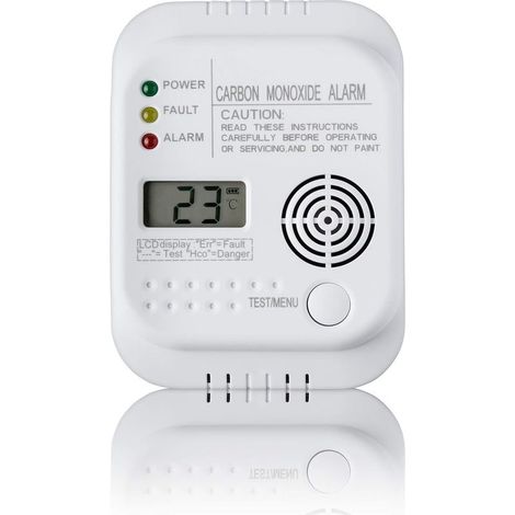 Détecteur de monoxyde de carbone autonome – Alimentation par batterie – Affichage température – Alerte sonore  85 dB (1/4)