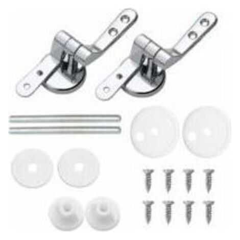 Lot de 2 Attaches Charnière Abattant WC - Charnières de Rechange pour Lunette de Toilette avec Fixations en Alliage - Multicouleur (1/5)