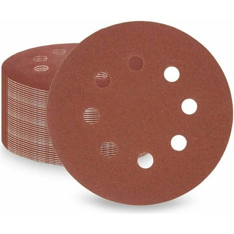 50pcs Feuilles abrasives 1200 Grits,125mm 5 pouces 8 trous Disques abrasifs pour ponceuse orbitale et tous les outils oscillants (1200 x 50pcs) (1/4)