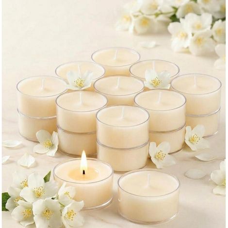 Duftkerzen Teelichter Jasmin 14 Stück, 6h Brenndauer, Palmwachs