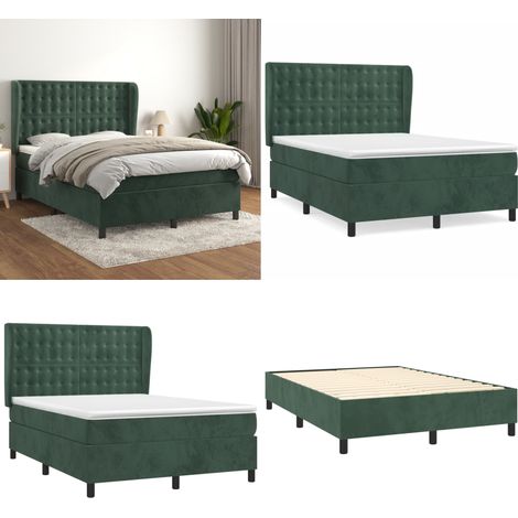 Boxspringbett mit Matratze Dunkelgrün 140x190 cm Samt - Samtbett - Boxspringbett - Doppelbett - Bettauflage - Matratze - Home & Living (1/5)