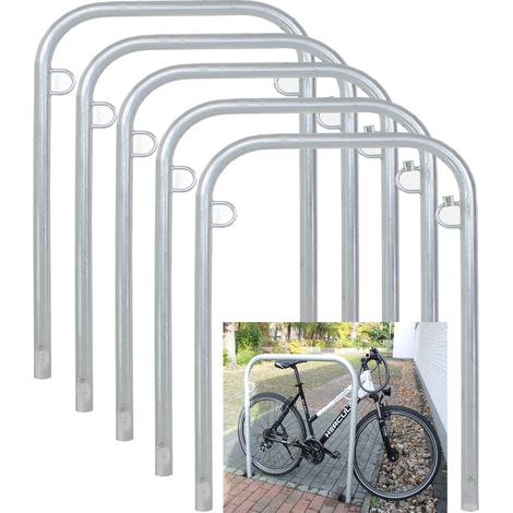 5 x Fahrradanlehnbügel 114 x 78 cm Stahl feuerverzinkt Ø 49mm Einbetonieren Fahrradständer Parker Typ U (1/5)