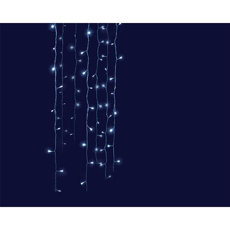 Guirlande extérieure LED rideau effet digital longueur 5m 24 descentes de 1.5m blanc pur animé 11 fonctions alim 230V BLACHERE (1/4)