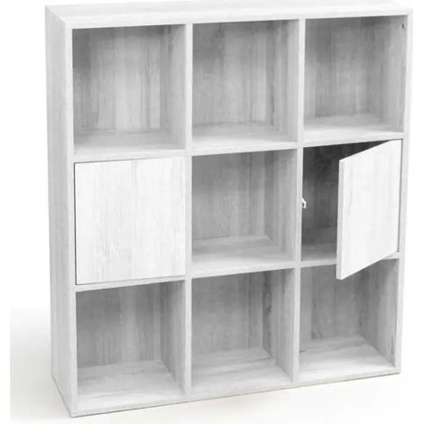 Meuble modulable 9 cubes Gaia, 90 x 24 x 98, blanc effet bois