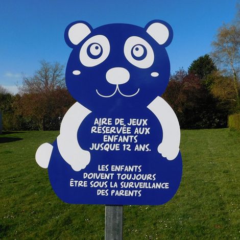 Panneau Aire de Jeux PANDA (WPAND). Panneau bleu . Lettrage blanc . - Panneau bleu - Lettrage blanc