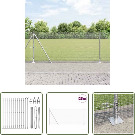 vidaXL Clôture en acier - Poteau de clôture. Argenté 25 x 1 m (maille 12 x 12 mm) Acier (1/5)