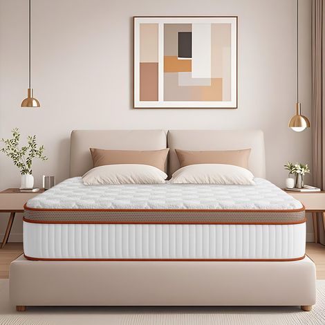 Matelas 140x200 cm, Épaisseur 25 cm. Hybride,Mousse Multicouche et Noyau à Ressorts,7 Zones Ergonomique, Hypoallergénique, Soutien Optimal, Confort (1/4)