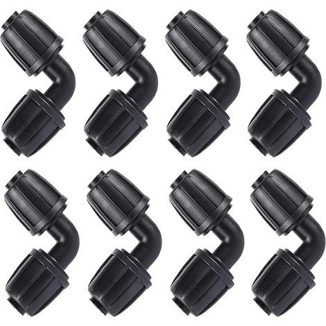 Micro Drip System Raccord en L (3/4"), Tuyau d'Arrosage Coude Connecteur Universel Coude Joint de Accessoires d'Irrigation Agricole(8 Pièces) (1/4)