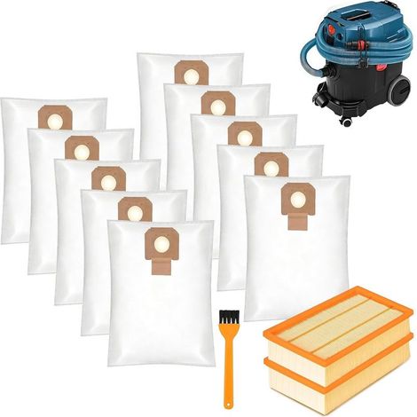 Lot 10 Sacs Poussière + 2 Filtres pour Aspirateur Bosch GAS 35 M AFC/L SFC+/L Professional, Filtration 5 Couches (1/5)