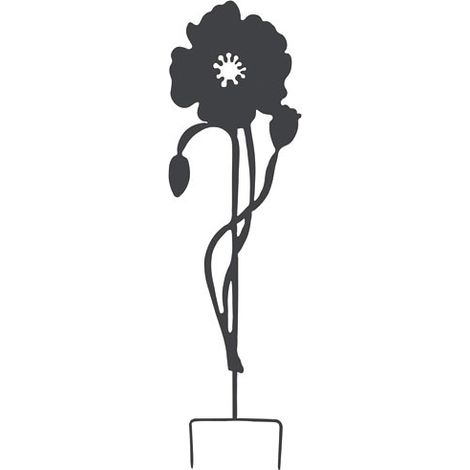 Metall-Dekoration zum Einpflanzen Mohnblume 22x80cm Anthrazit - Louis Moulin
