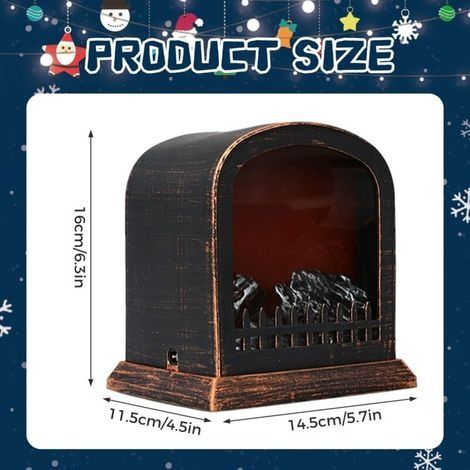 Elektrische Kaminlaterne im Vintage-Stil mit realistischem LED-Flammeneffekt, USB-/Batteriebetrieb, für die Weihnachtsdekoration am Tisch, 14,5 x 11,4 x 16 cm (1/4)