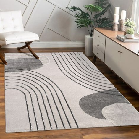 Paco Home Teppich Wohnzimmer Kurzflor Blätter Floral Regenbogen Geometrisch 120x160 cm, Grau 4