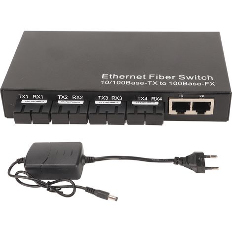 Convertisseur Ethernet Fibre Optique 10/100Mbps 25km, Ports RJ45 et SC, 1310nm, Alimentation 100‑240V avec Prise UE (1/5)